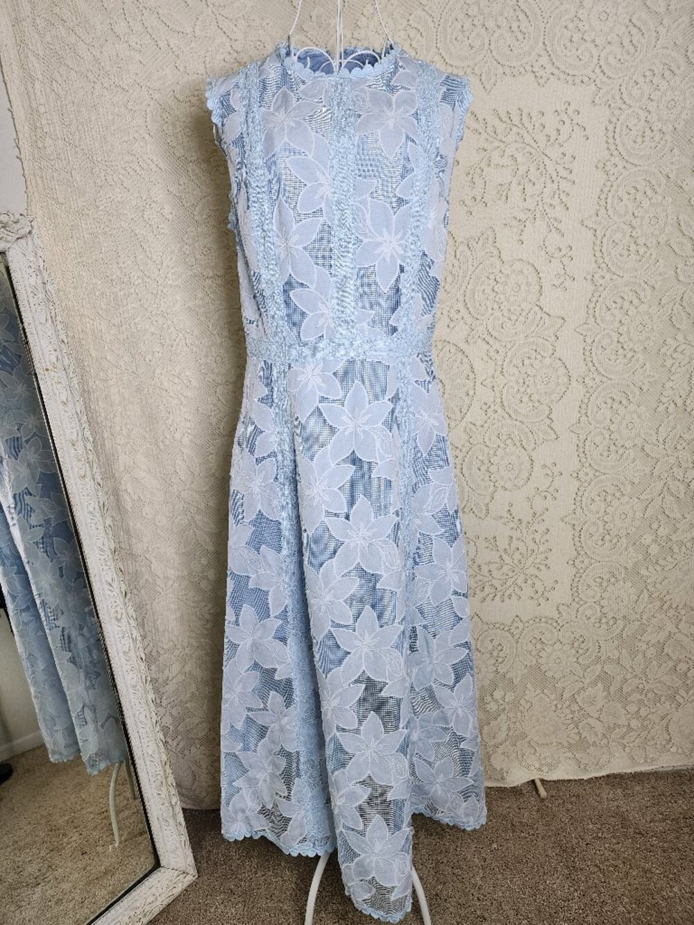 Baby blue floral lace dress